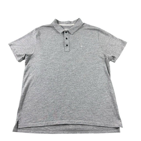 Rag & Bone Gray Cotton Blend Metal Button S/S Mens Polo Shirt Size Large - Picture 2 of 6